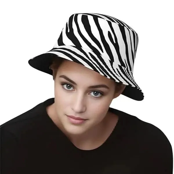 Tomorrow Fashion Tropical Palm Reversible Bucket Hat – Black & White
