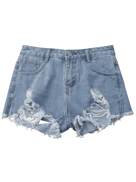 Trendy Denim Distressed Cutoffs Shorts