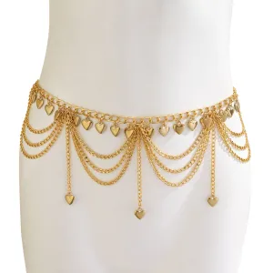 Trendy Layered Heart Star Butterfly Ball Tassel Curb Waist Chain