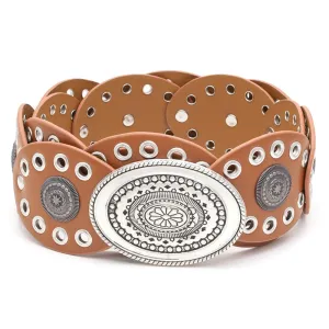 Trendy Retro Y2K OVAL DESIGN STUDDED WAIST BELT