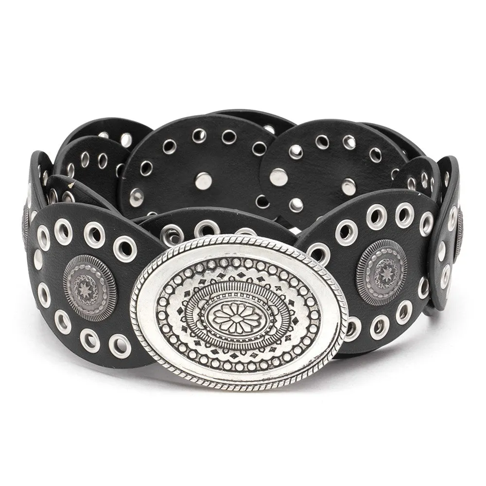 Trendy Retro Y2K OVAL DESIGN STUDDED WAIST BELT