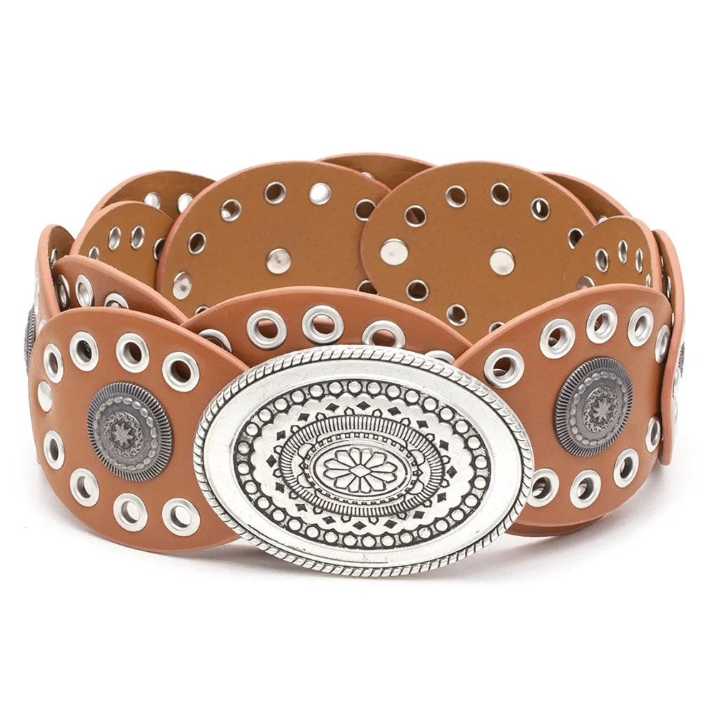 Trendy Retro Y2K OVAL DESIGN STUDDED WAIST BELT