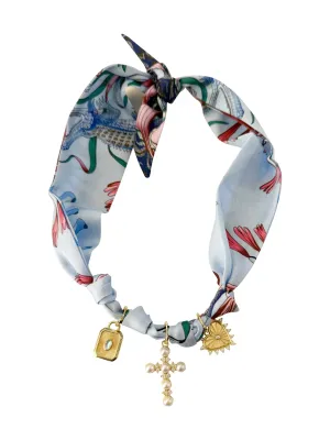 Tristan Multi Charm Scarf Necklace in Multi