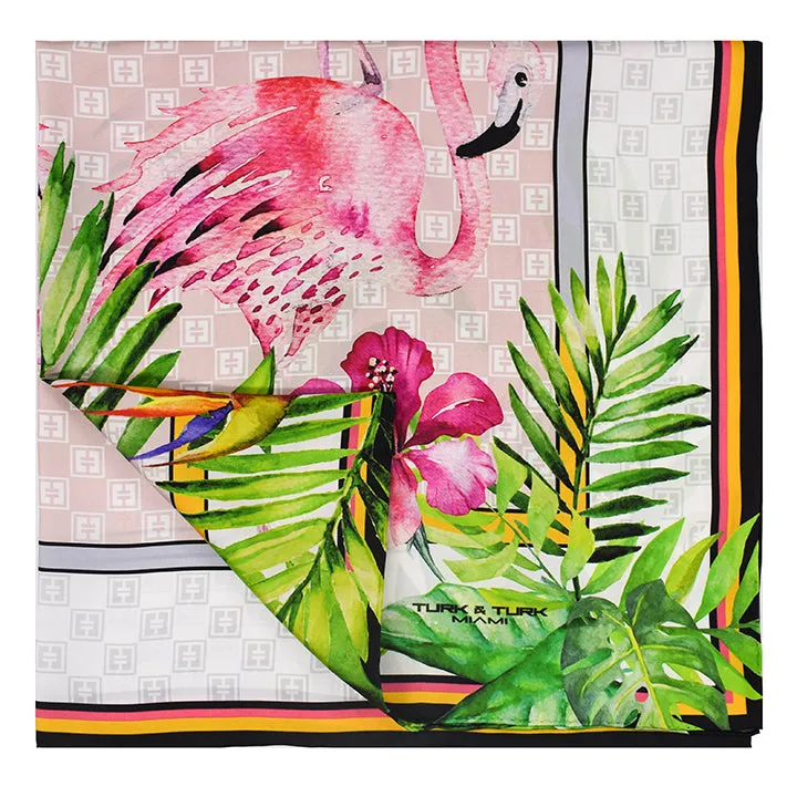 TT  PINK FLAMINGO SCARF-35"x35"