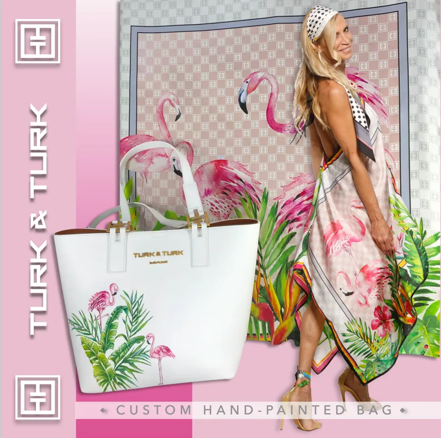 TT  PINK FLAMINGO SCARF-35"x35"