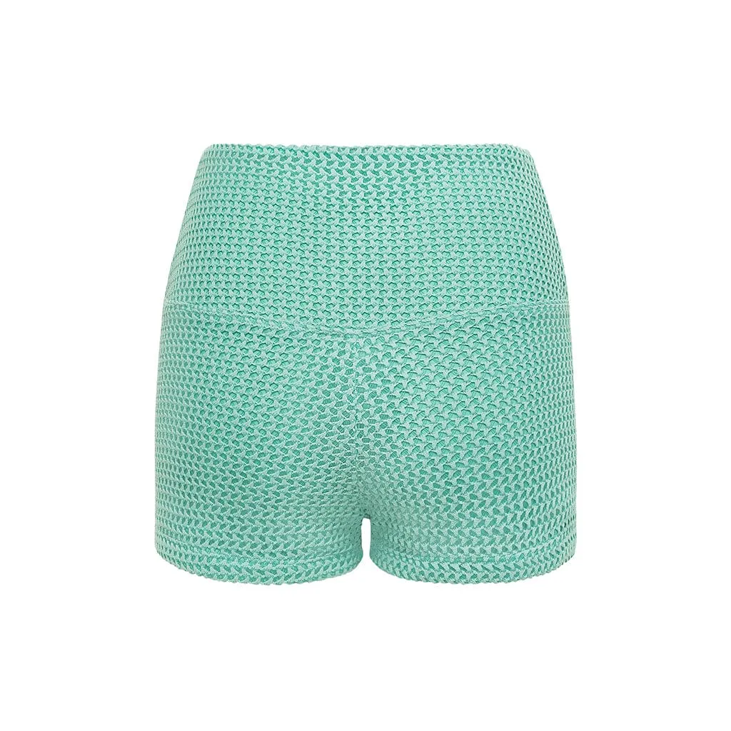 Turquoise Crochet Micro Bike Short