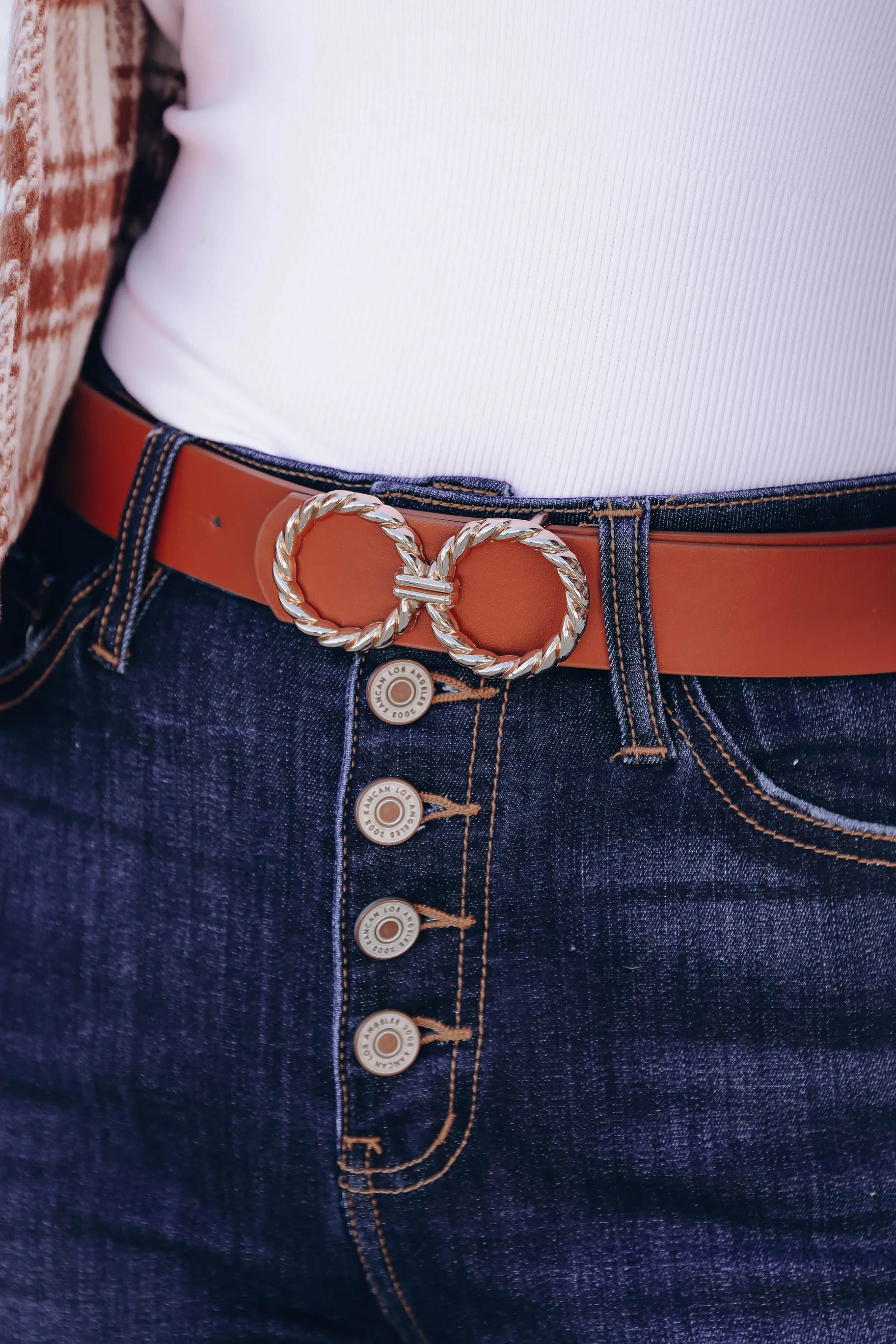 Twisted Double Circle Belt - Cognac