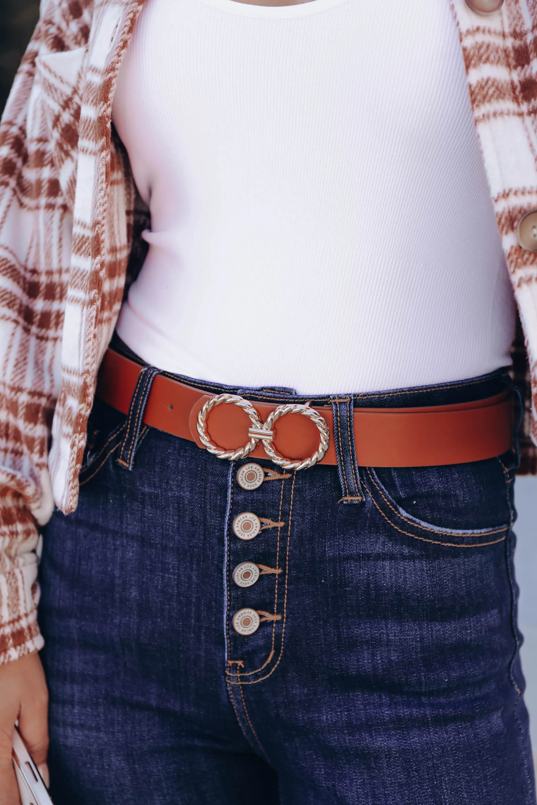 Twisted Double Circle Belt - Cognac