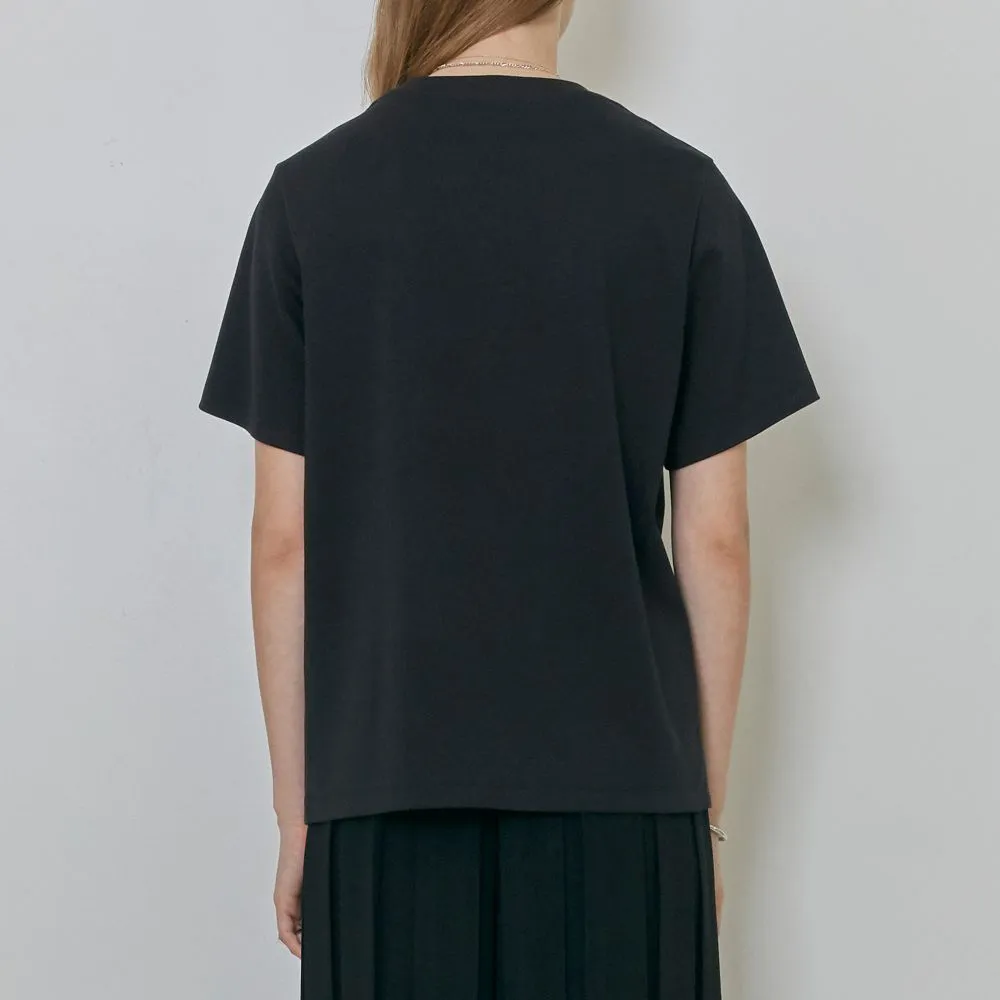Twisted Shoulder Cotton Jersey Top