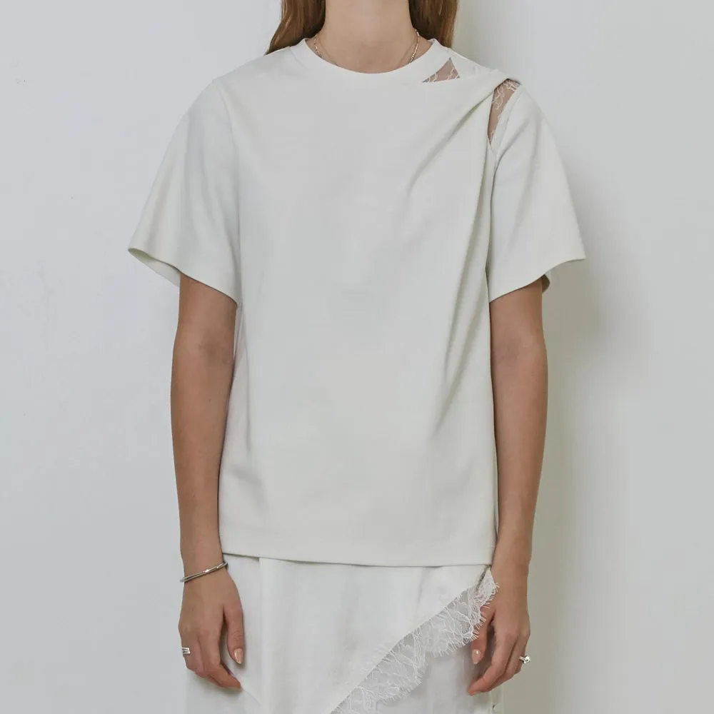 Twisted Shoulder Cotton Jersey Top