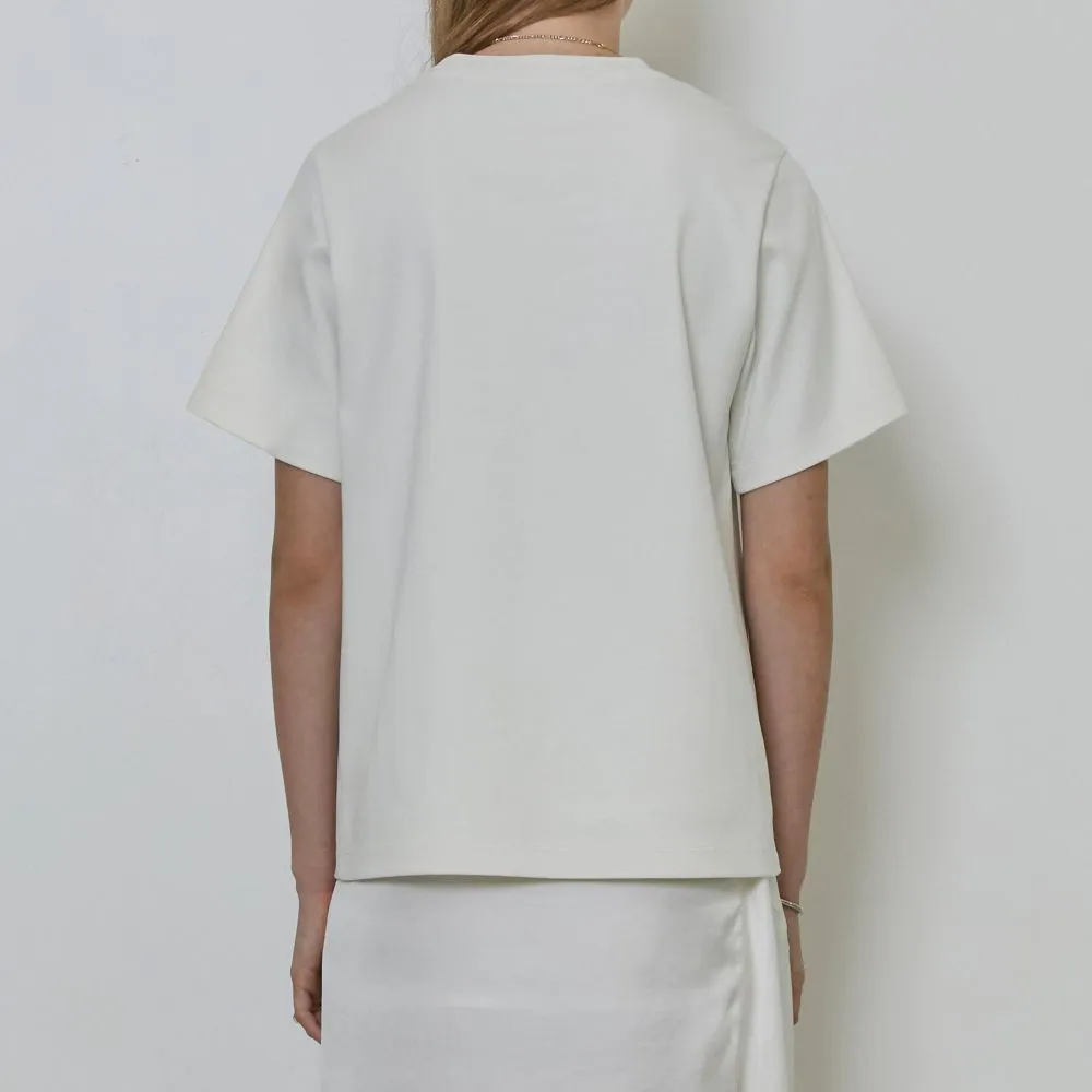 Twisted Shoulder Cotton Jersey Top
