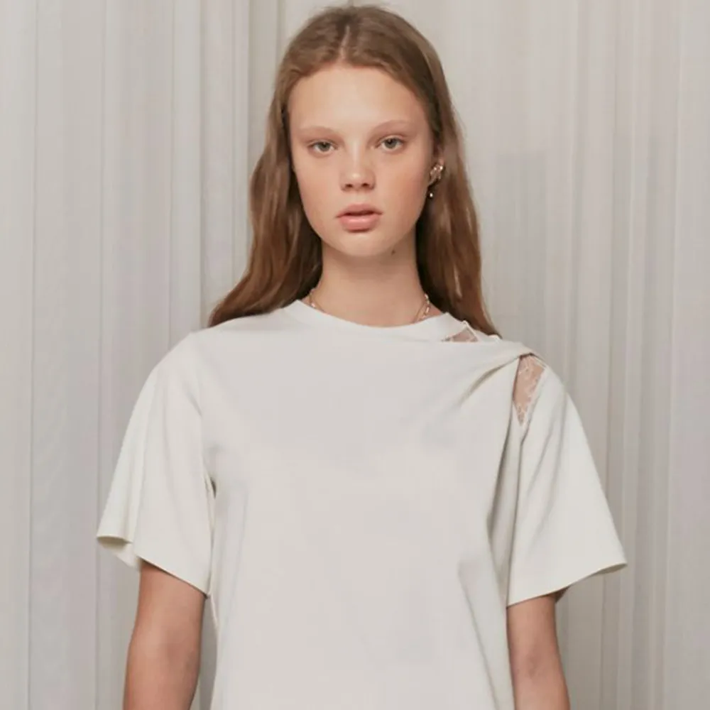 Twisted Shoulder Cotton Jersey Top