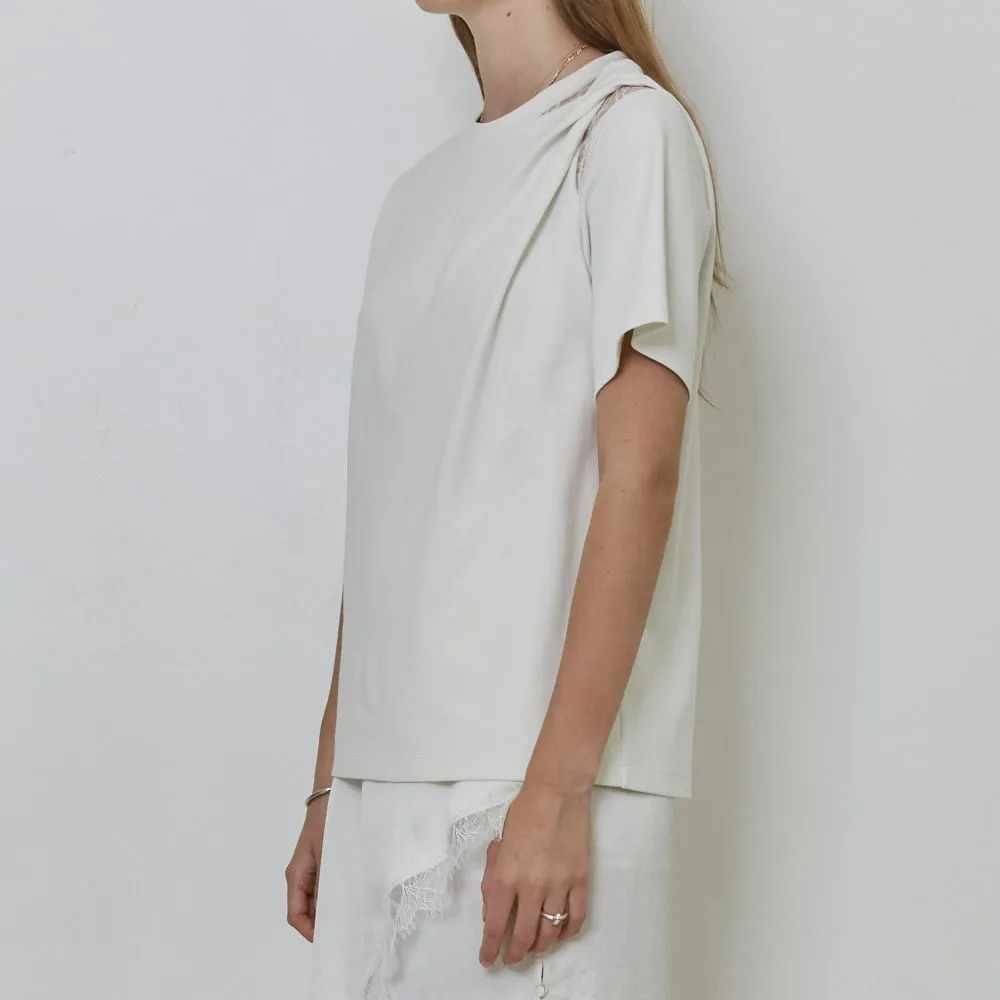 Twisted Shoulder Cotton Jersey Top