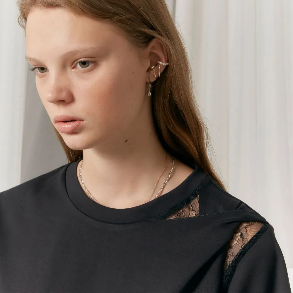 Twisted Shoulder Cotton Jersey Top