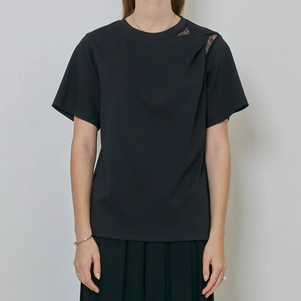 Twisted Shoulder Cotton Jersey Top