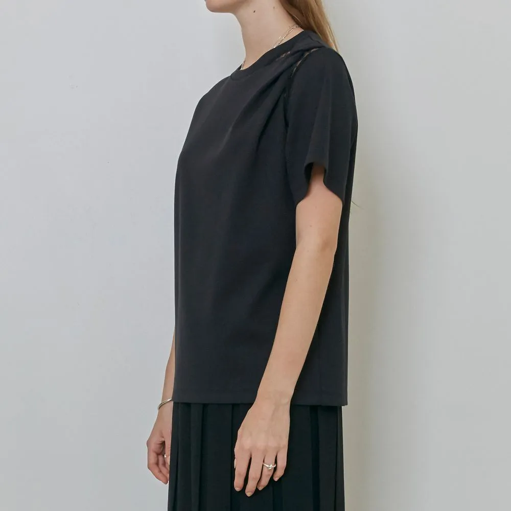 Twisted Shoulder Cotton Jersey Top