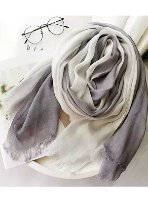 Two Tone Color Scarf in Grey/White