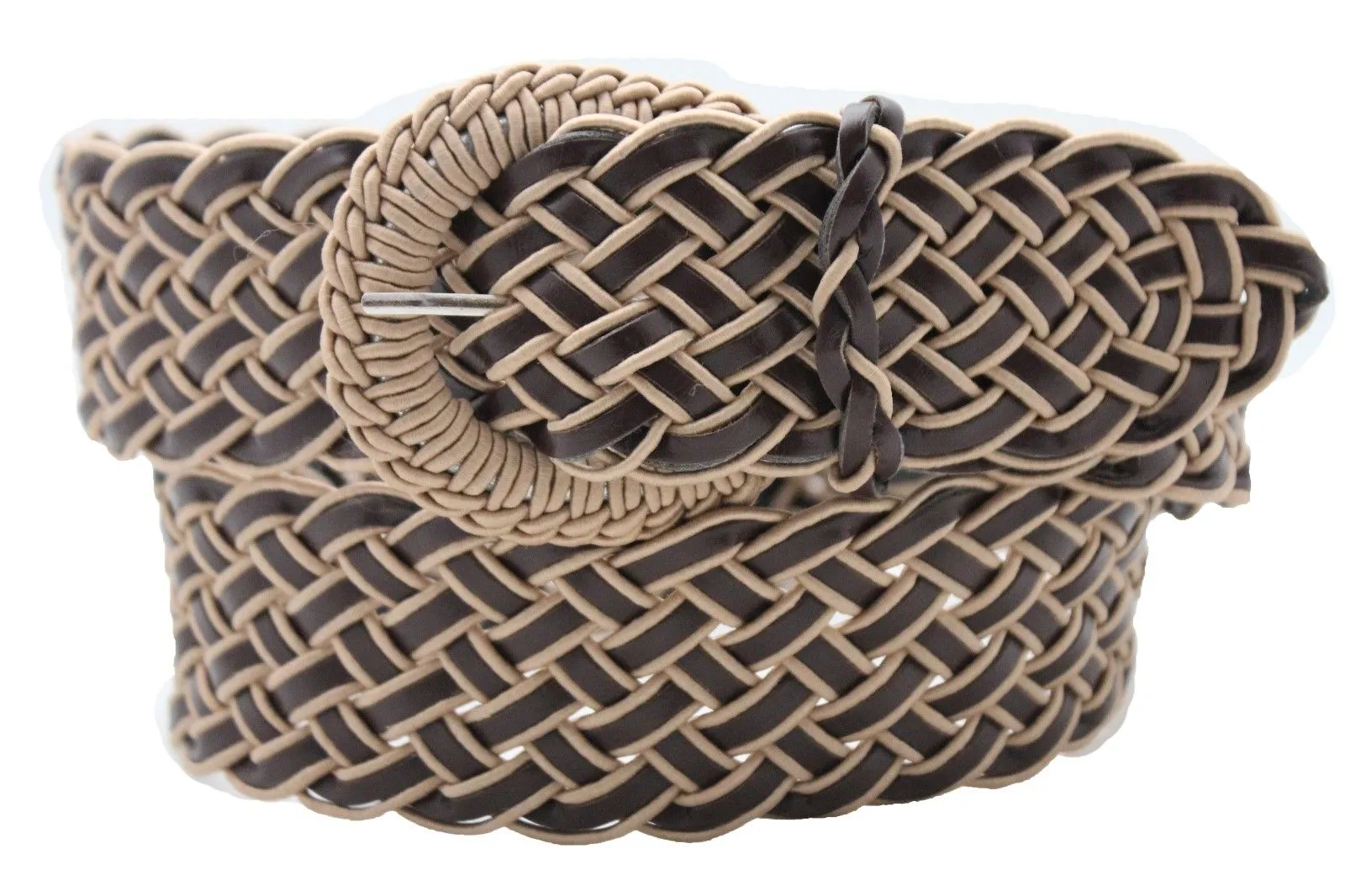 Two Tone Faux Leather Classic Braided Belt