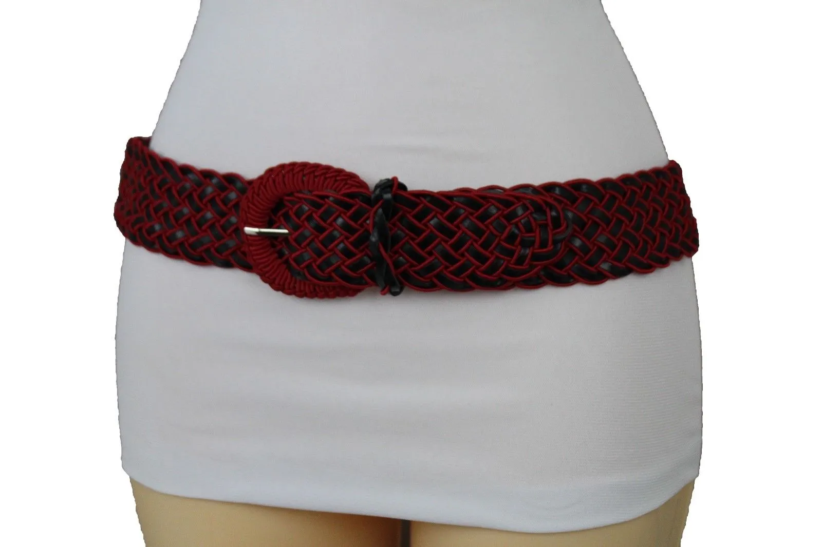 Two Tone Faux Leather Classic Braided Belt