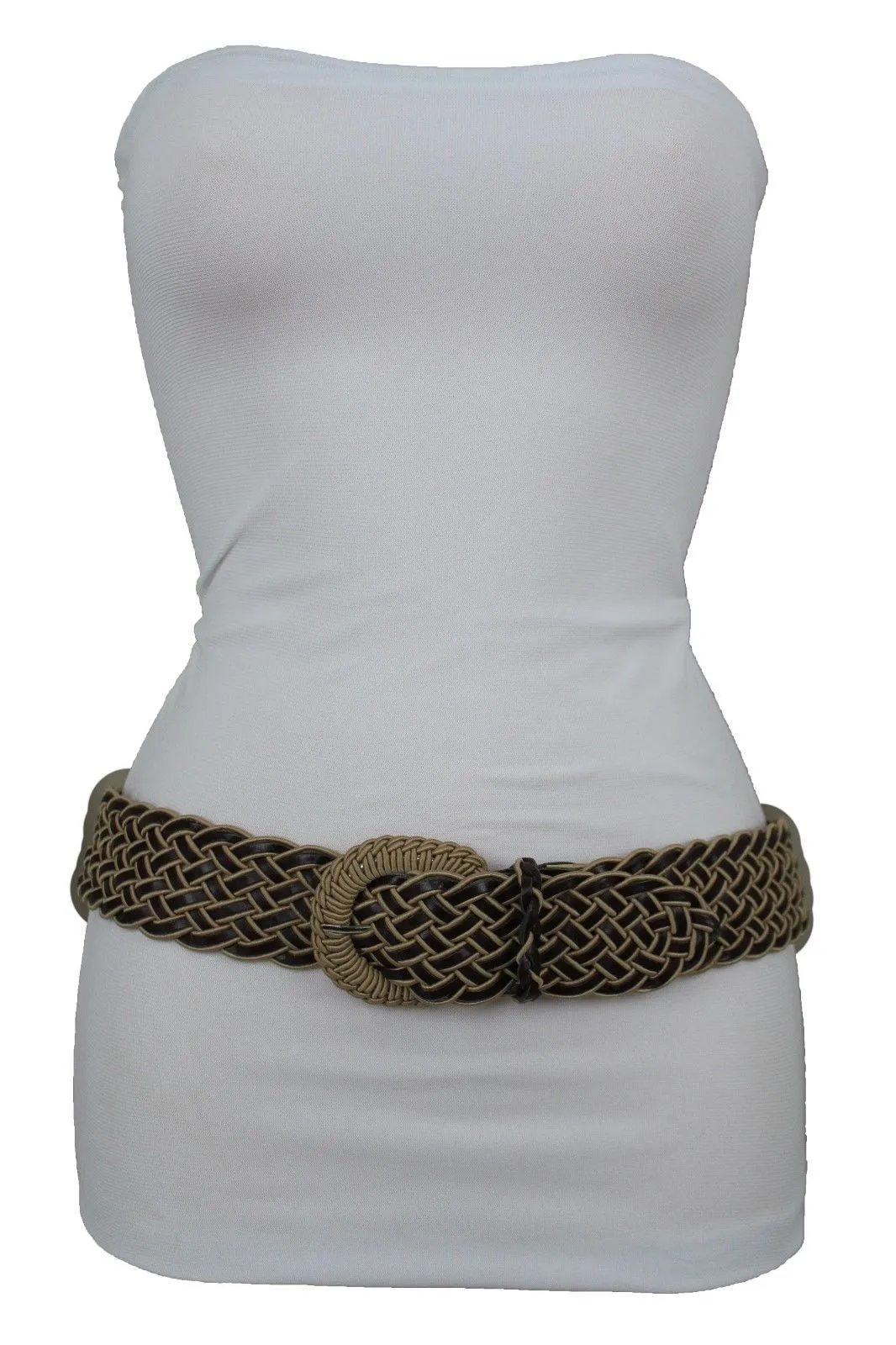 Two Tone Faux Leather Classic Braided Belt