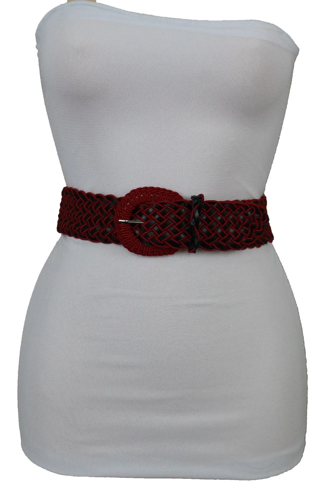 Two Tone Faux Leather Classic Braided Belt