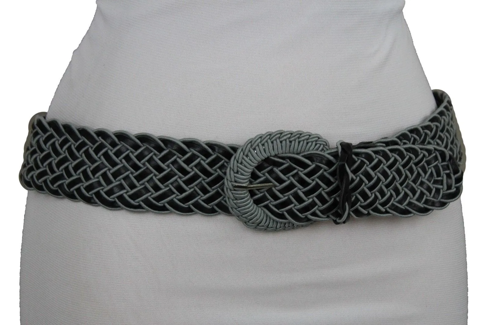 Two Tone Faux Leather Classic Braided Belt