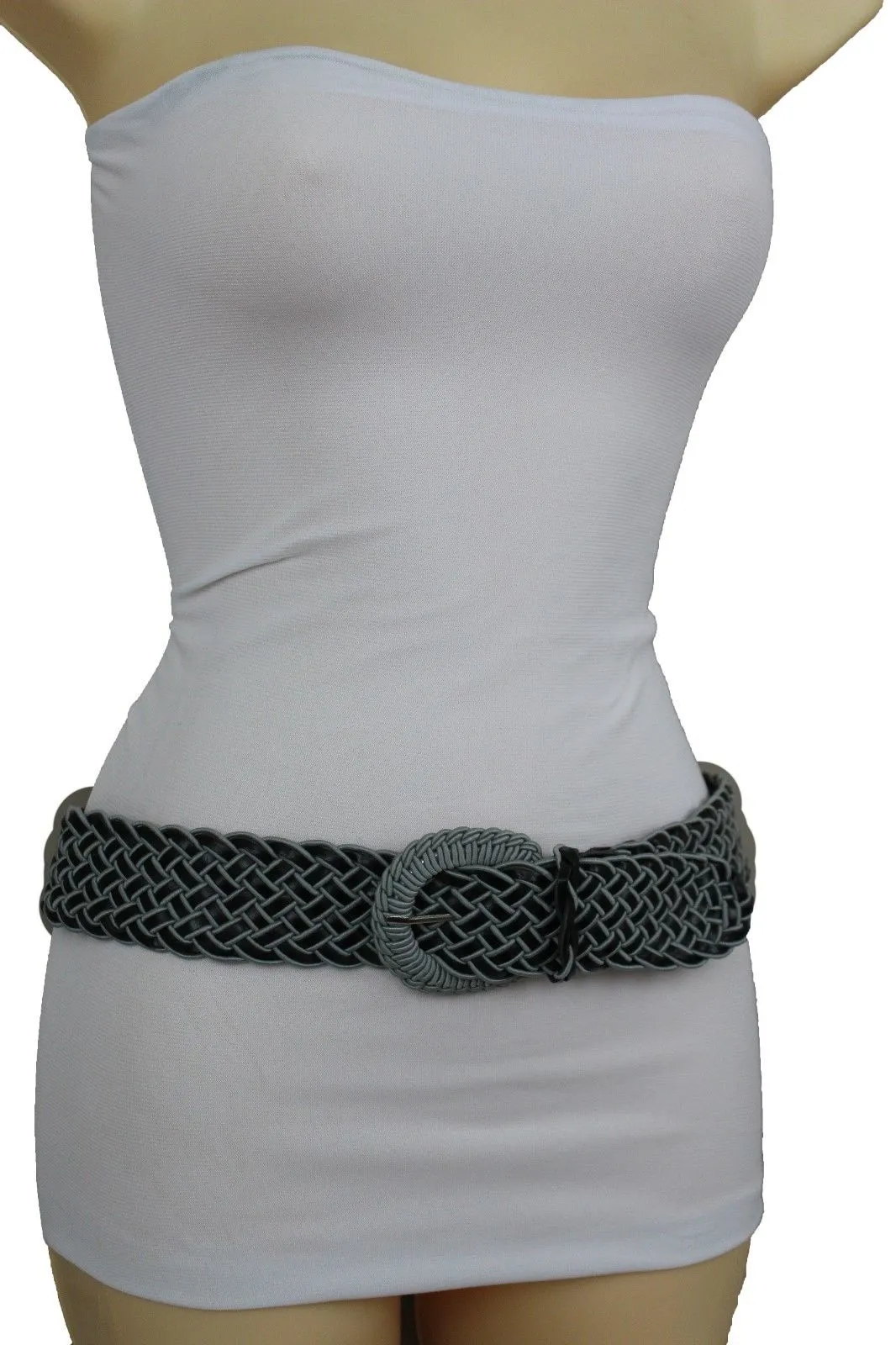 Two Tone Faux Leather Classic Braided Belt