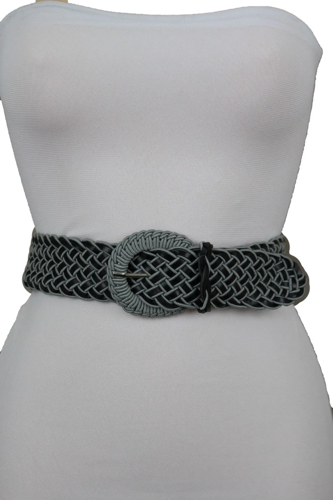 Two Tone Faux Leather Classic Braided Belt