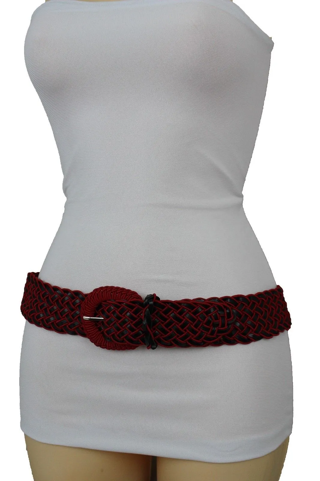 Two Tone Faux Leather Classic Braided Belt