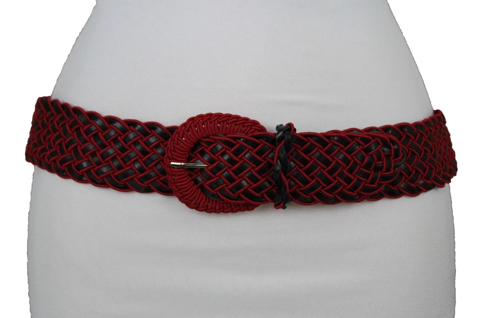 Two Tone Faux Leather Classic Braided Belt