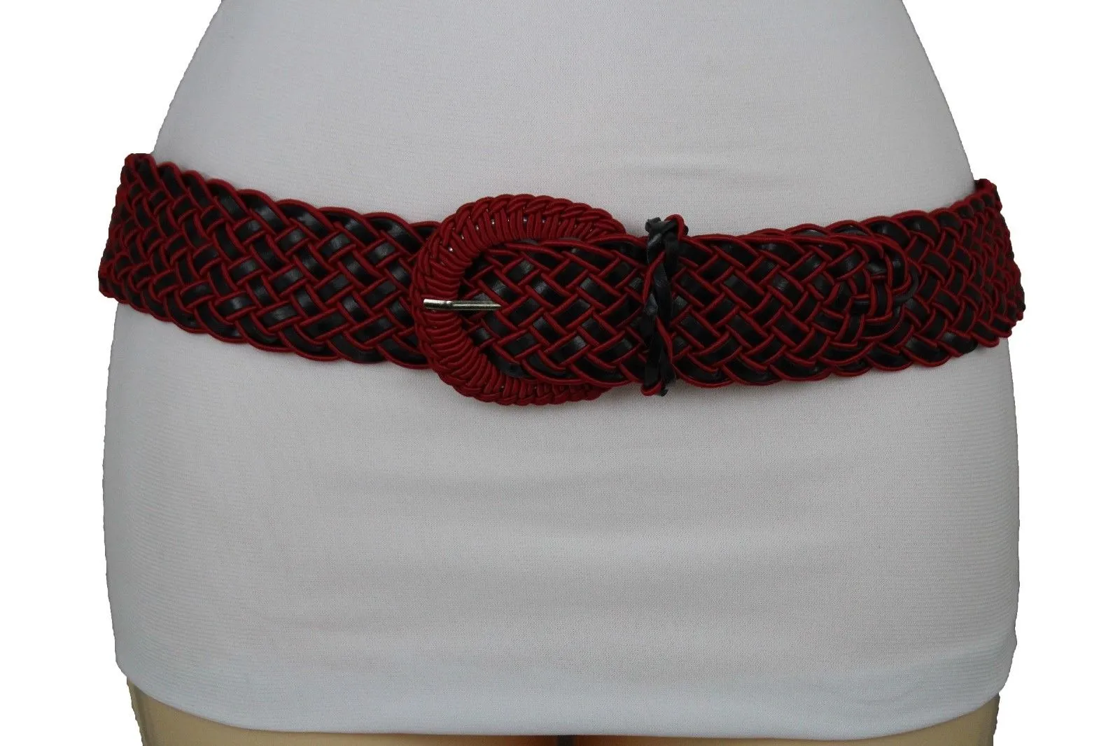 Two Tone Faux Leather Classic Braided Belt