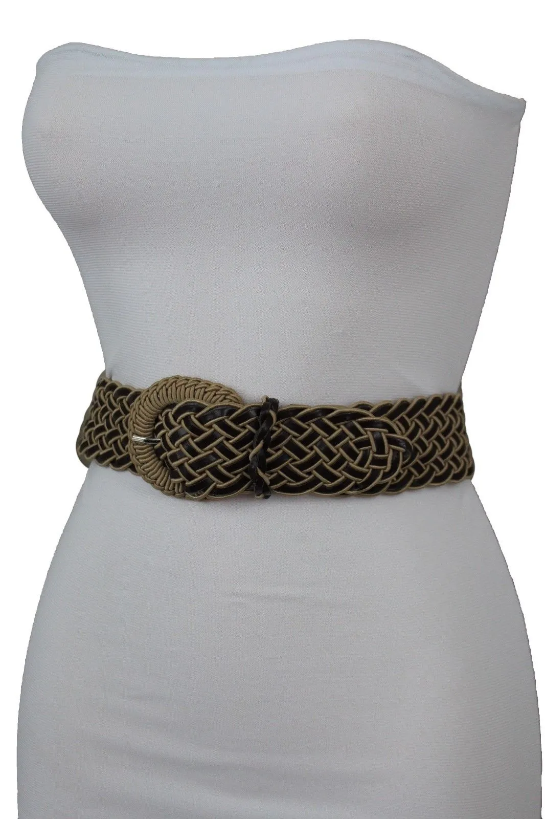 Two Tone Faux Leather Classic Braided Belt