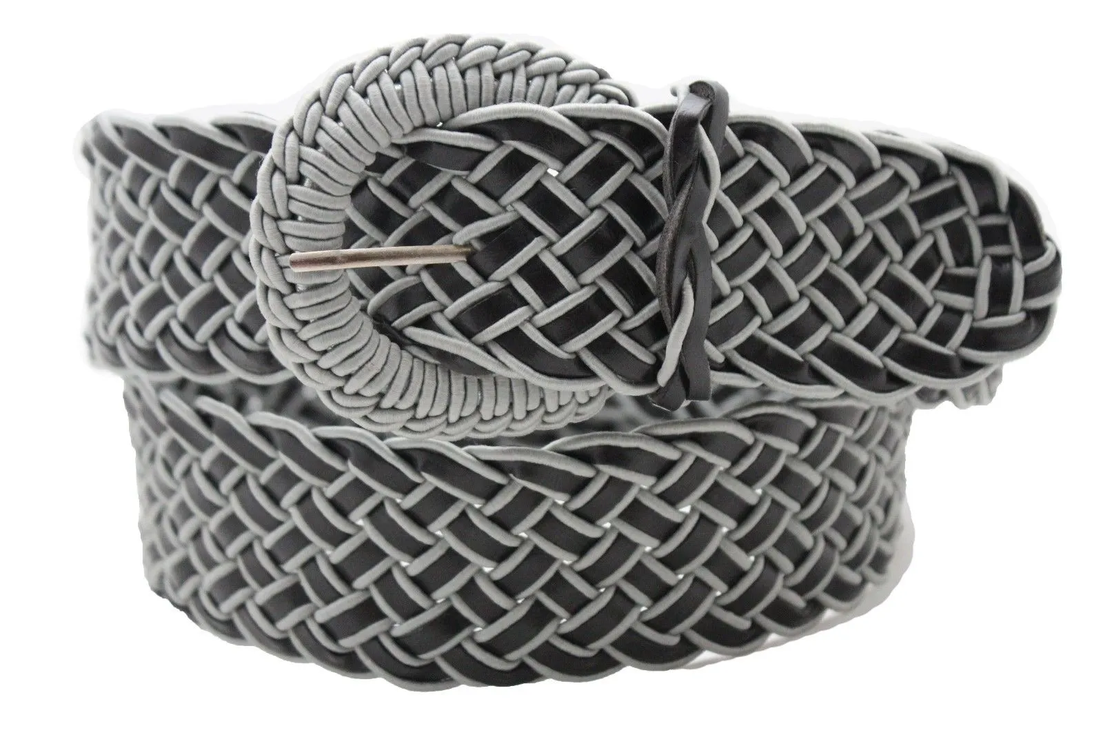Two Tone Faux Leather Classic Braided Belt
