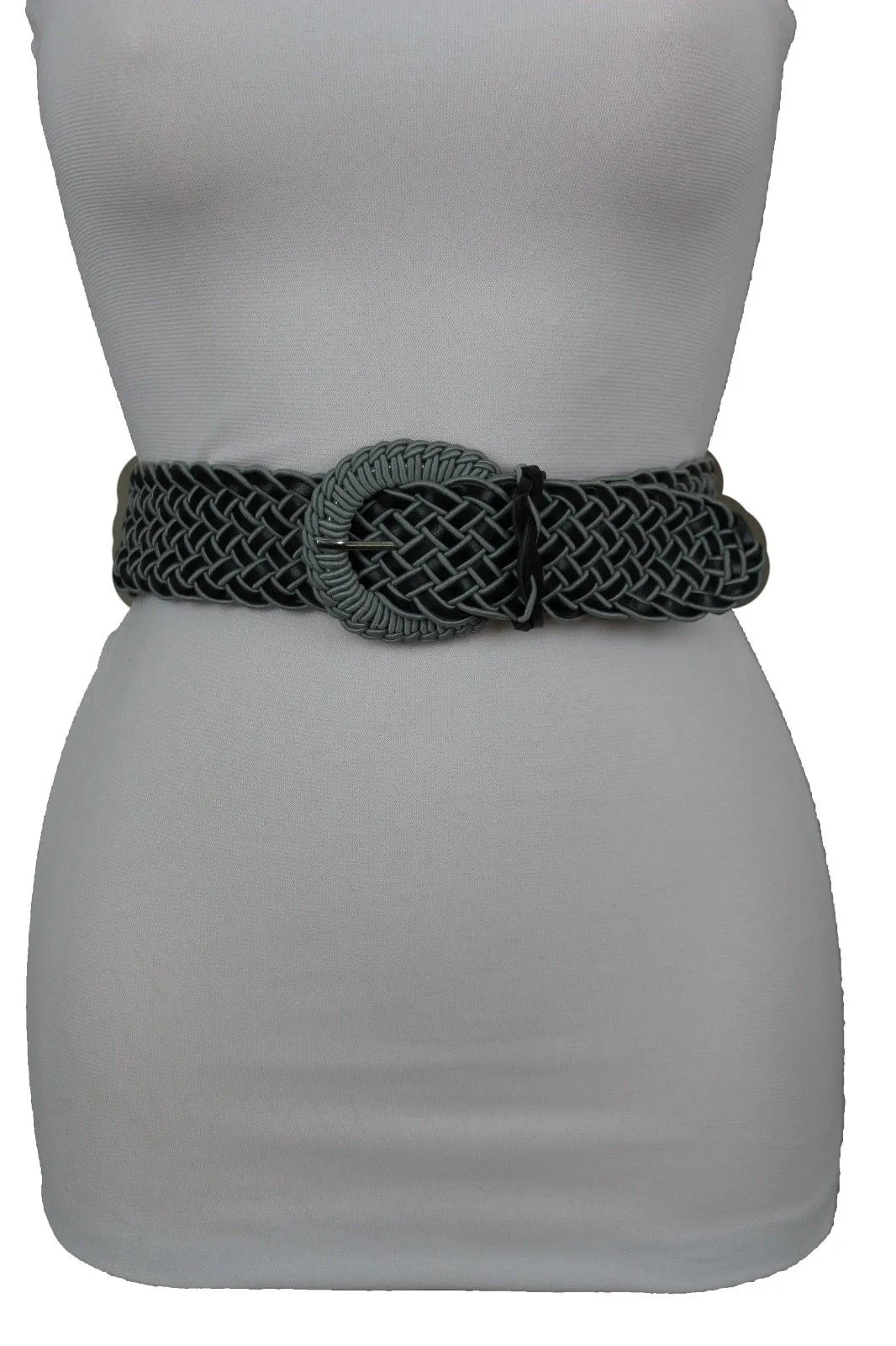 Two Tone Faux Leather Classic Braided Belt