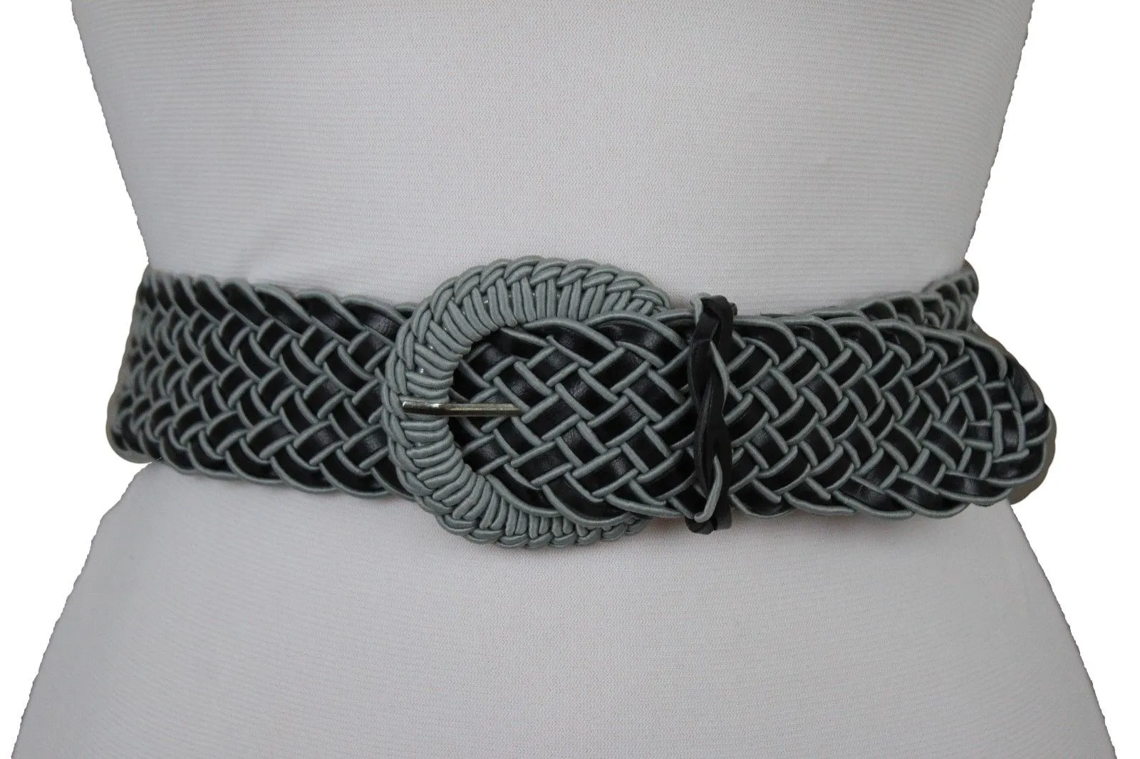 Two Tone Faux Leather Classic Braided Belt