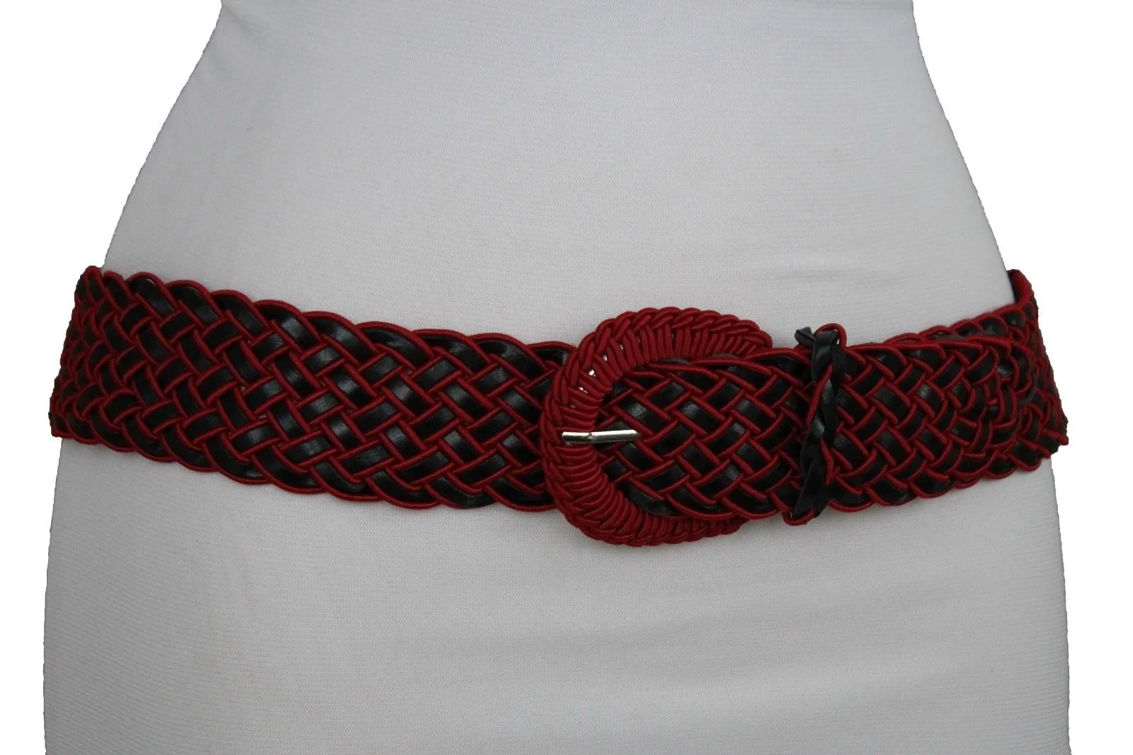 Two Tone Faux Leather Classic Braided Belt