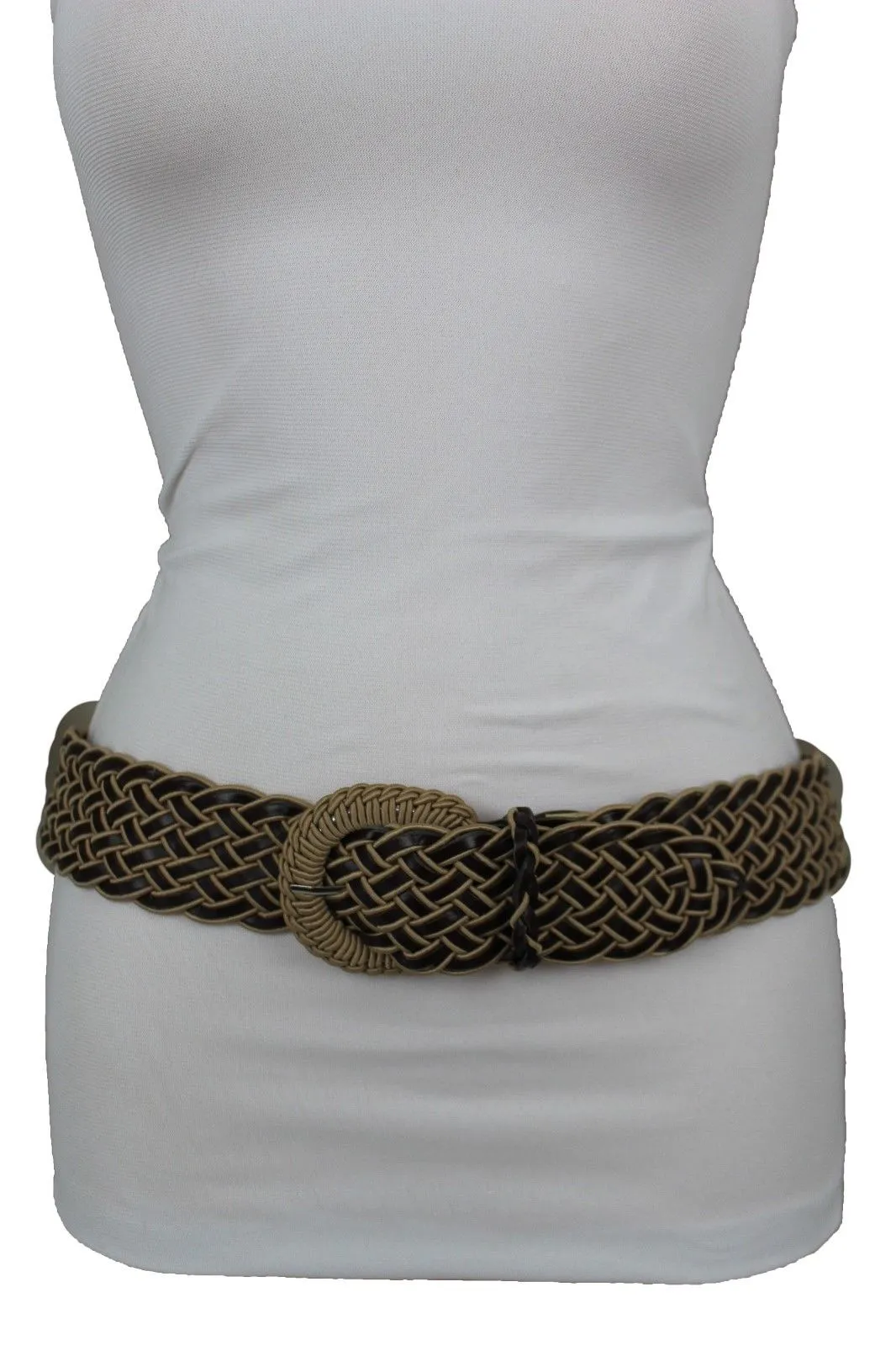 Two Tone Faux Leather Classic Braided Belt