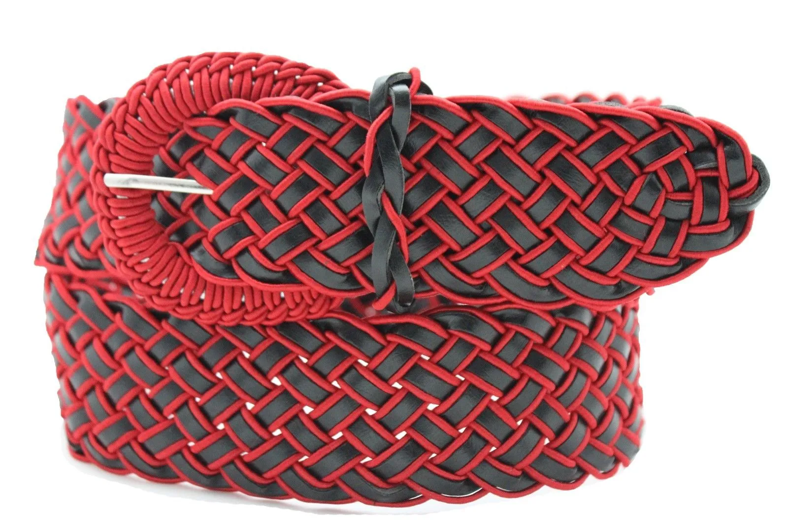 Two Tone Faux Leather Classic Braided Belt