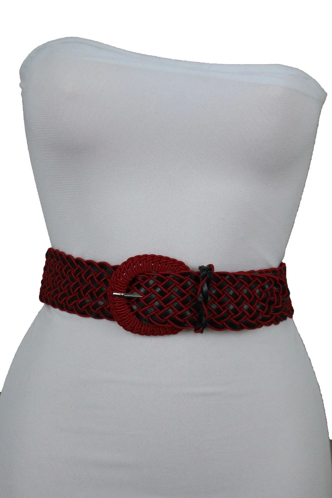 Two Tone Faux Leather Classic Braided Belt