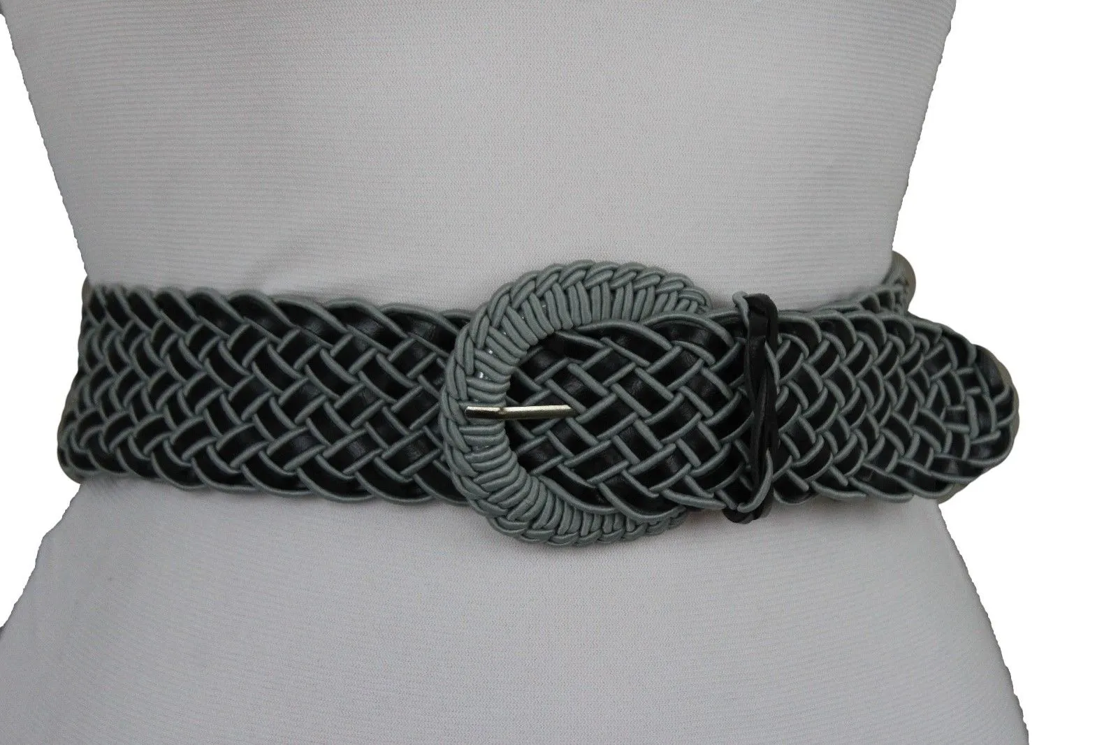 Two Tone Faux Leather Classic Braided Belt