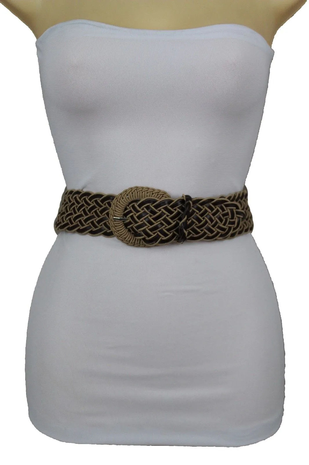Two Tone Faux Leather Classic Braided Belt