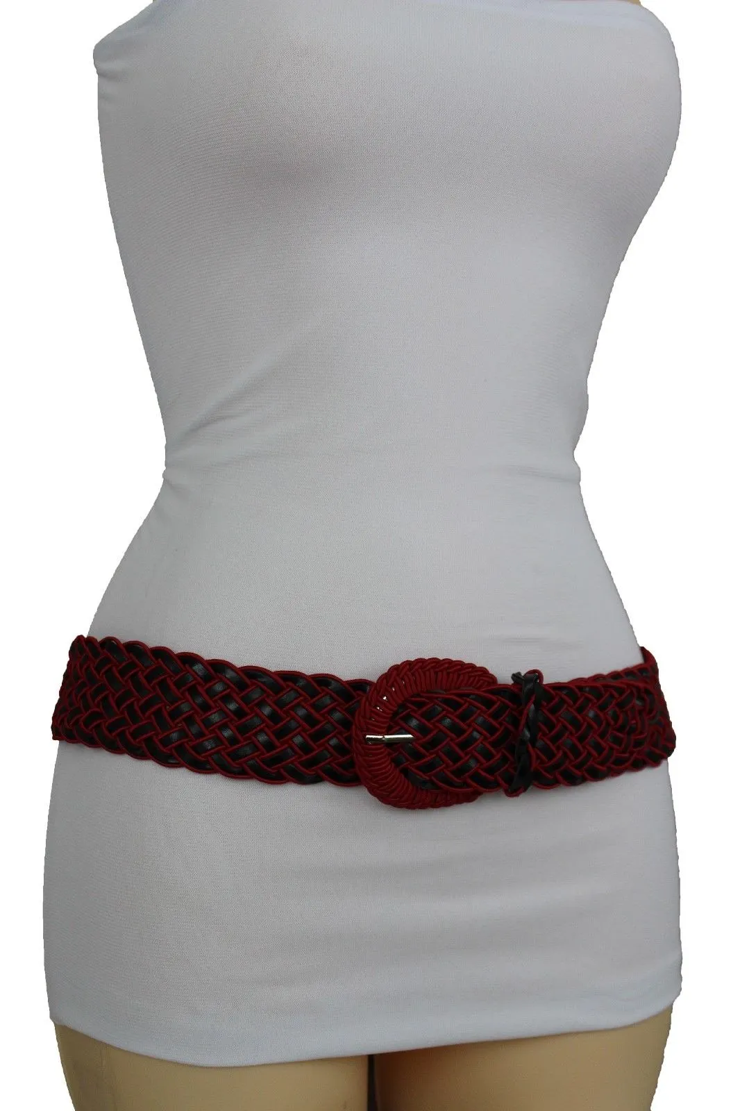 Two Tone Faux Leather Classic Braided Belt