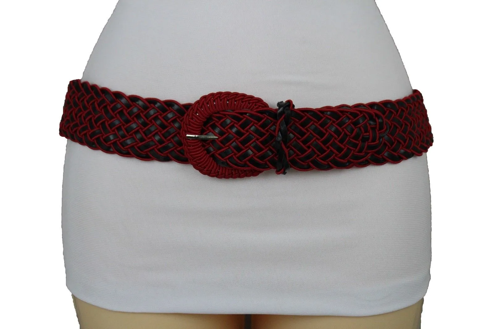 Two Tone Faux Leather Classic Braided Belt