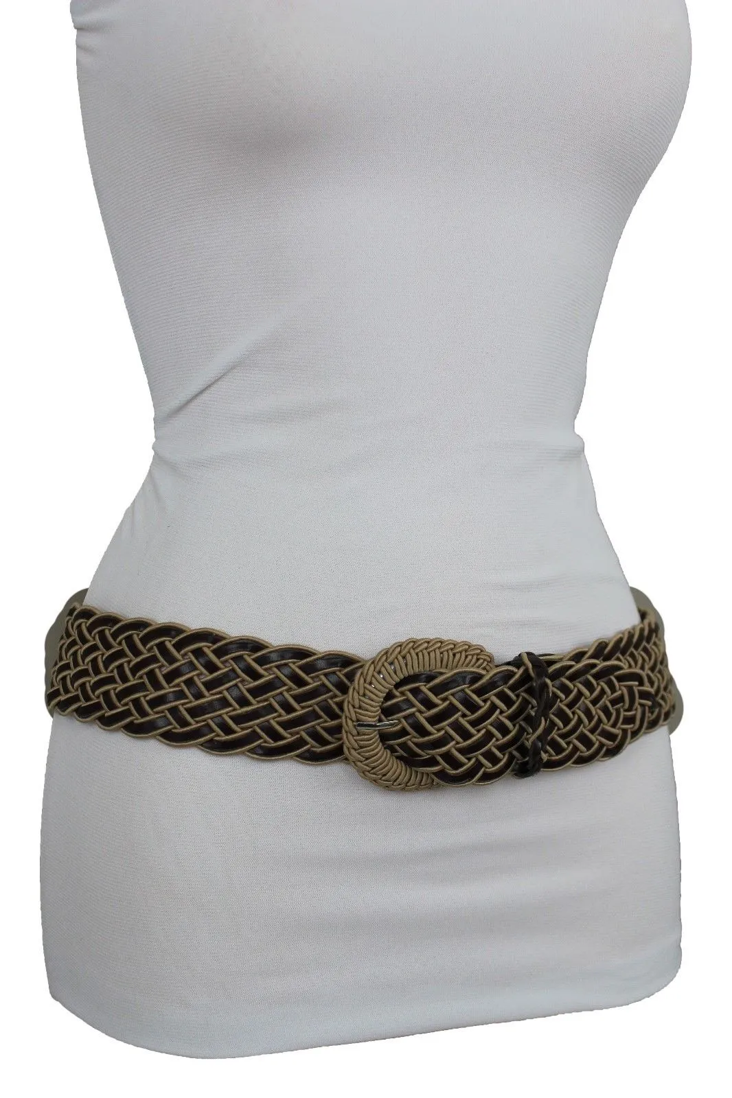 Two Tone Faux Leather Classic Braided Belt
