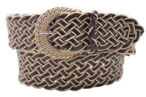 Two Tone Faux Leather Classic Braided Belt