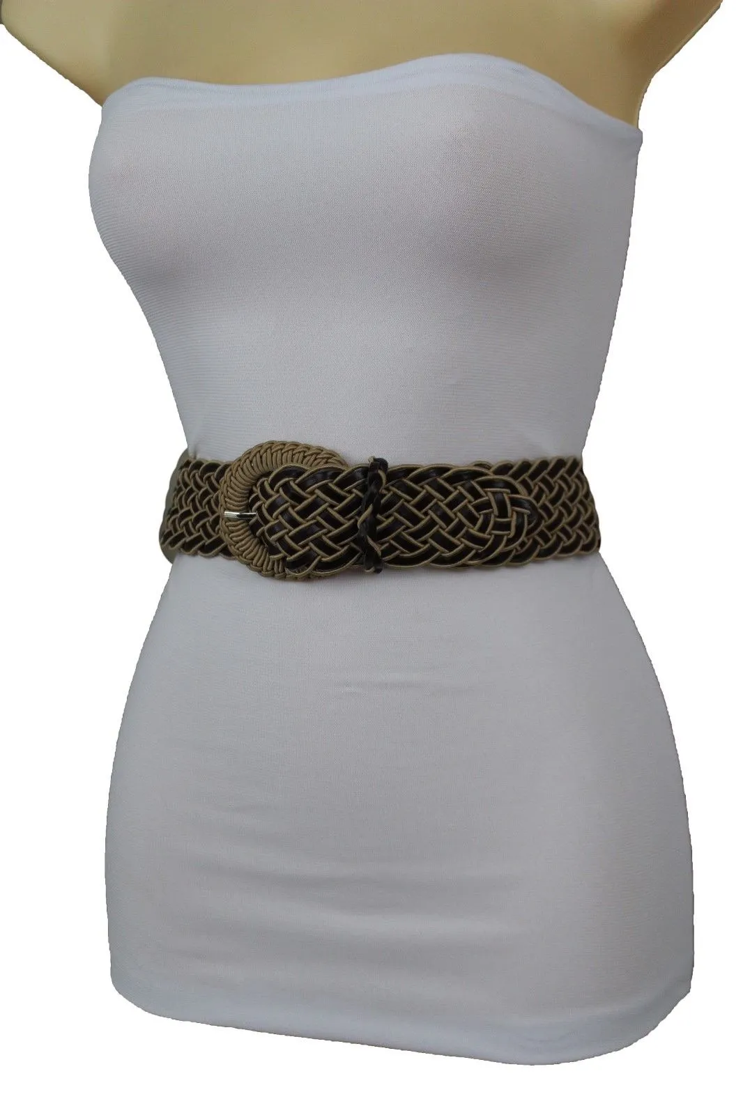 Two Tone Faux Leather Classic Braided Belt
