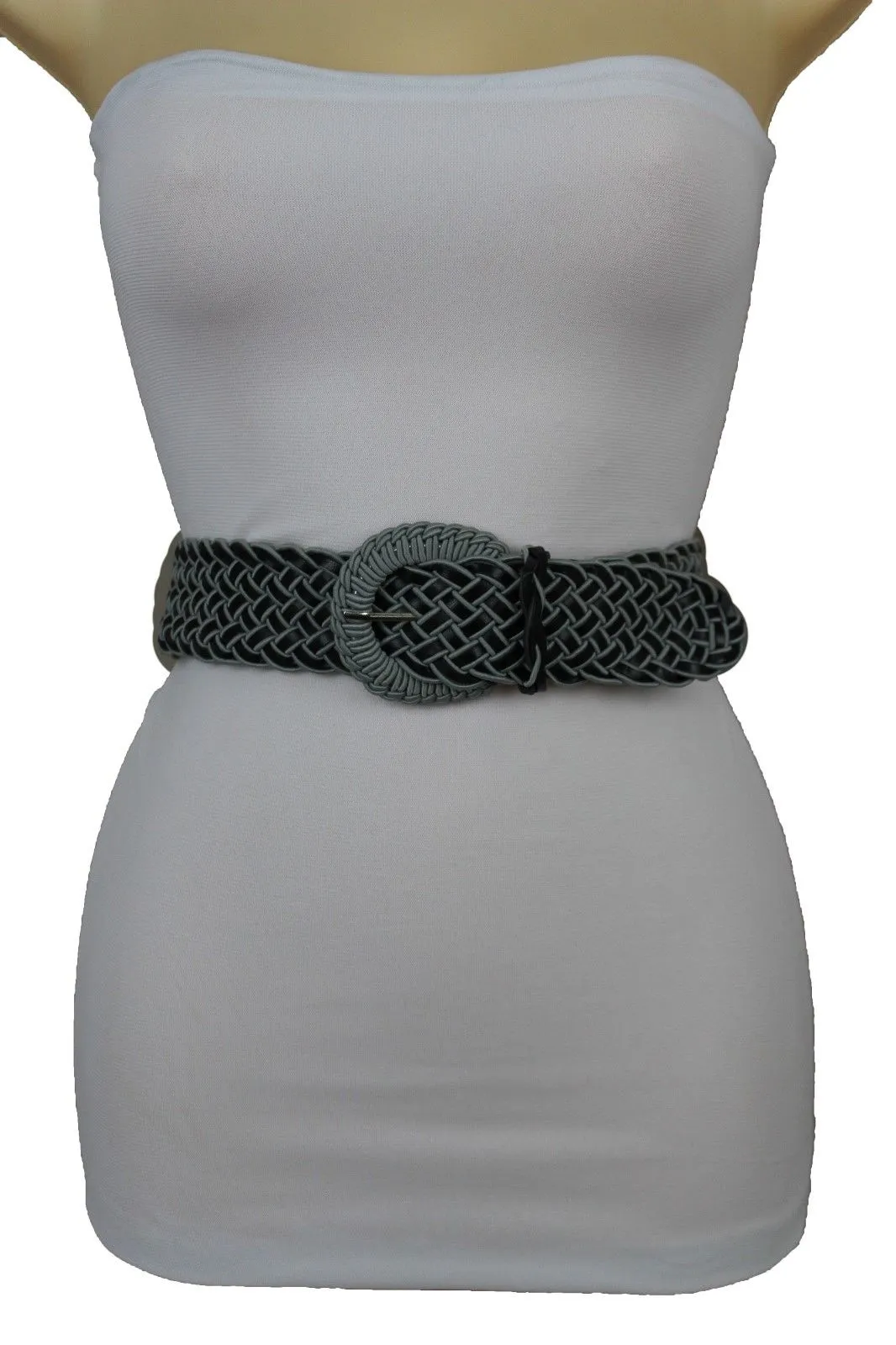 Two Tone Faux Leather Classic Braided Belt