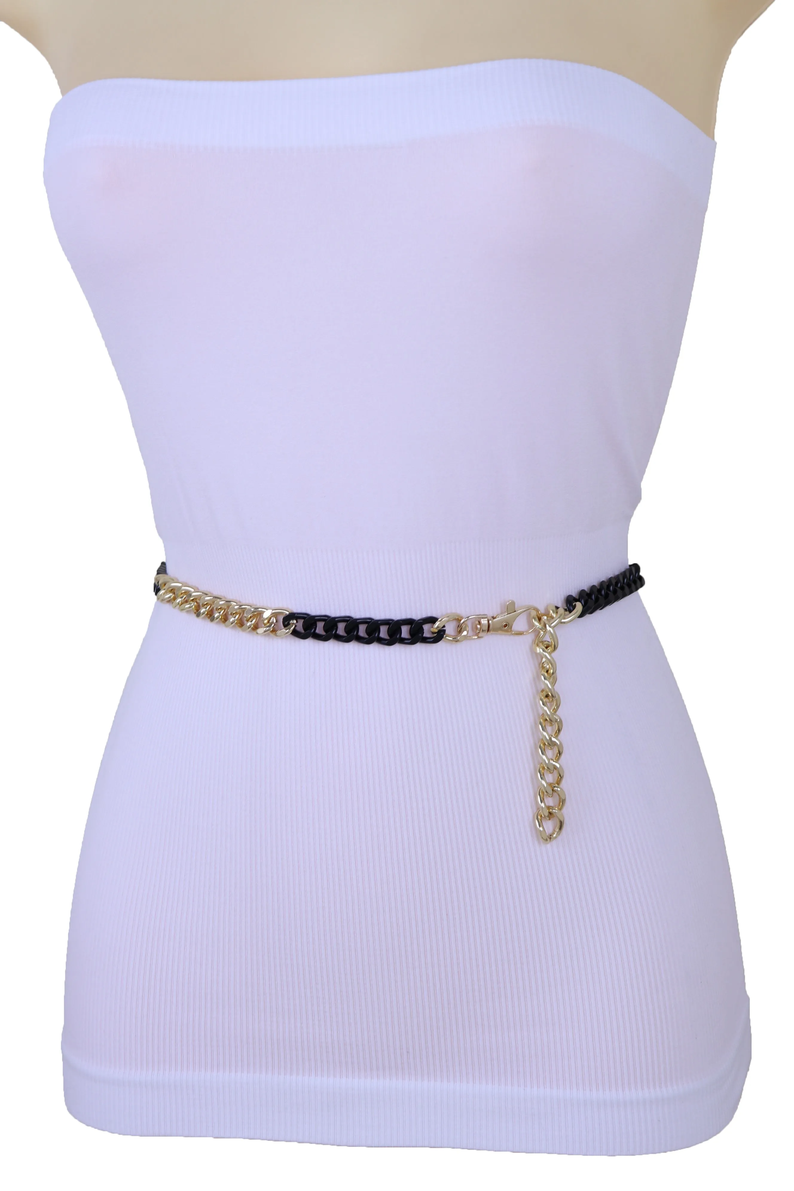Two-Toned Skinny Metal Chain Link Belt