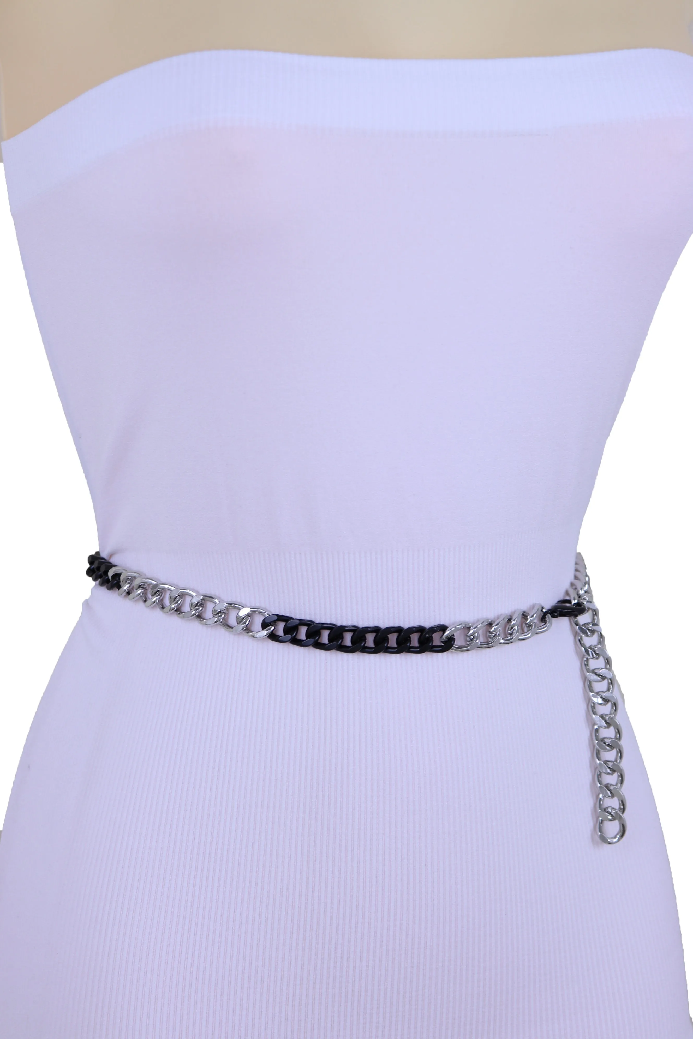 Two-Toned Skinny Metal Chain Link Belt