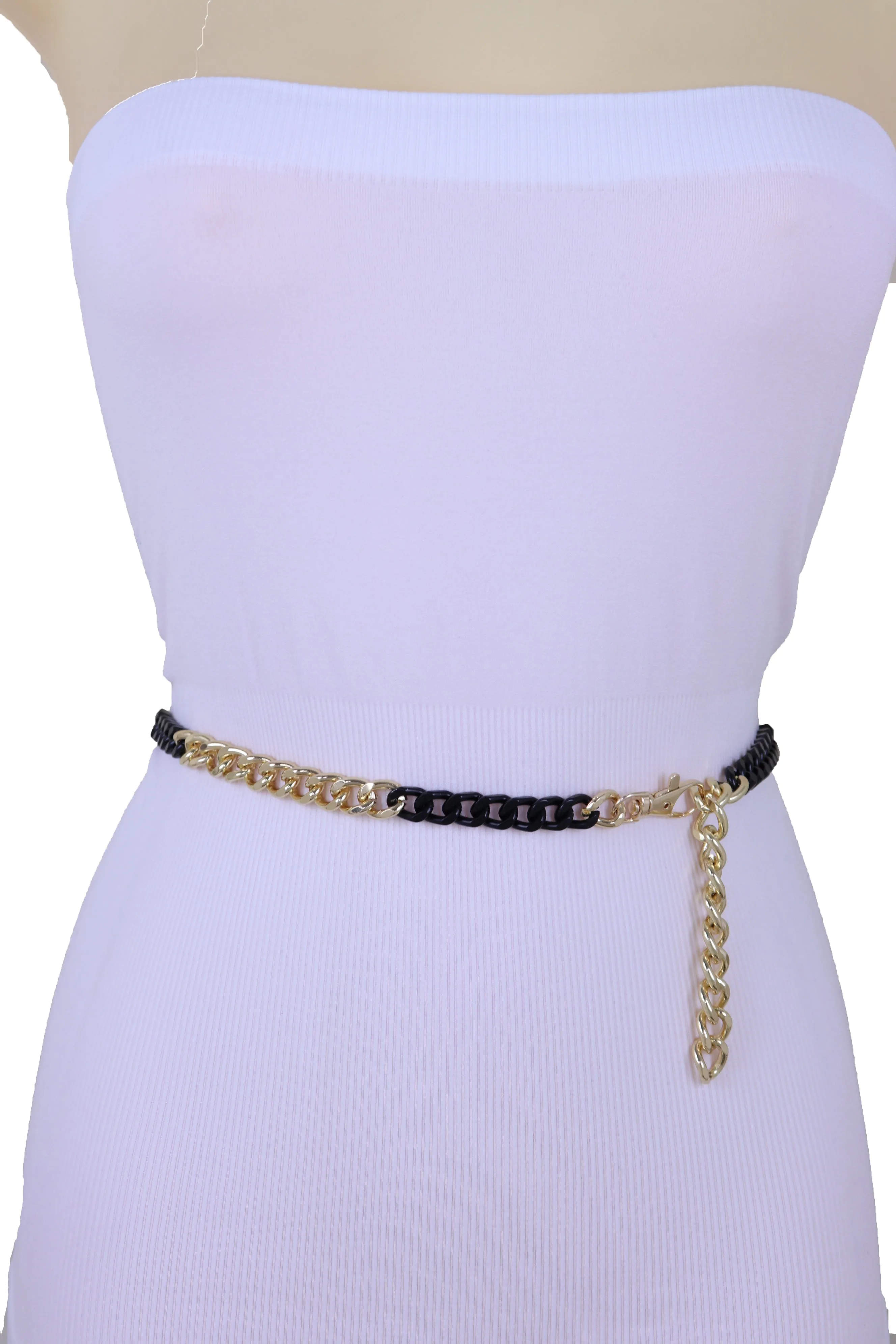 Two-Toned Skinny Metal Chain Link Belt